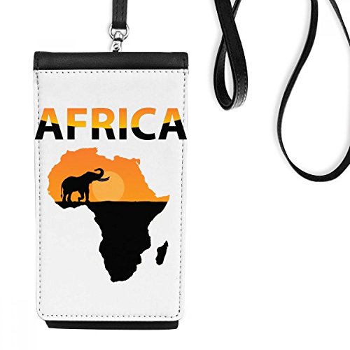 Mini bourse Afrique Éléphant : étui suspendu en cuir avec porte-monnaie intégré pour femme