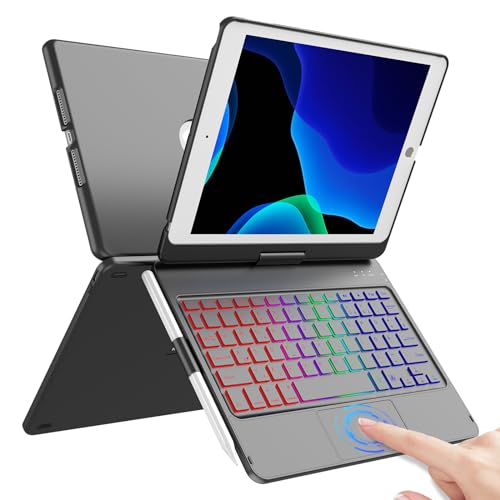 IPad 10,2" 360° Drehbare Hülle | Für IPad 7./8./9. Generation (2019-2021) | Mehrere Betrachtungswinkel, Voller Schutz | Mit Gummiband-Verschluss