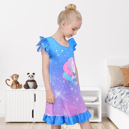 Image of Girls Nightgowns Unicorn Sleepwear Night Sleep Dress Pajamas Little Kids Toddler Soft Nightgown
