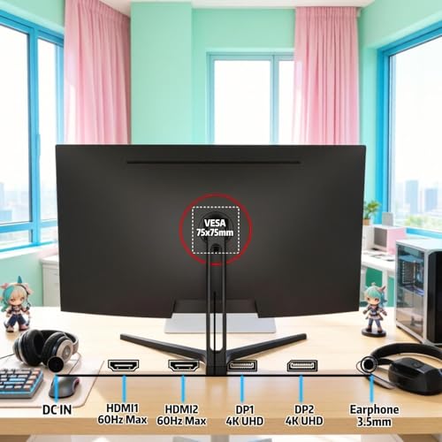 Image of ZZA 32 inch Monitor | 4K UHD 3840x2160, IPS Panel, 60Hz, Adaptive Sync, 100% sRGB, Back Breathing Light,Blue Light Filter, VESA Mountable 75x75mm