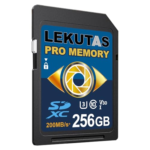 LEKUTAS 256GB SDXC UHS-I メモリーカード - 最大200MB/秒 C10 U3 V30 4K UHD フルHD & 4K ビデオSDカード Canon Nikon Sony Pentax Kodak Olympus Panasonic デジタル一眼レフカメラ用 ミラーレスカメラ ブルー