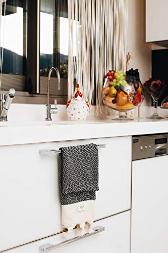 Smyrna Turkish Cotton Original Series Hand Towels - Set Of 2 |16 X 40 In| 100% Turkish Cotton |Large, Soft Hand And Head Towels For Bathroom, Kitchen|No Shrink| Premium Luxury Set - Black #TOP2