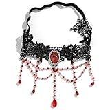 Miaband Gothic Rhinestones Garters Black Lace Leg Garter Layered Beads Thigh Chains Elastic Crystal Thigh Garter Jewelry for Women (Red)