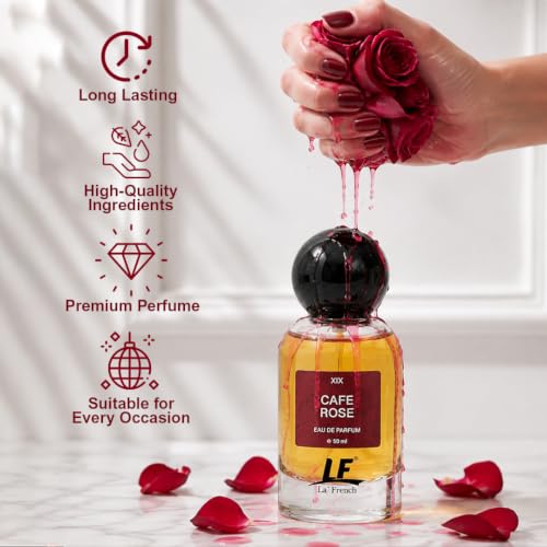 Image of La French Cafe Rose Perfume 50ml for Unisex | Long Lasting Eau De Parfum | Fresh Floral Rose Fragrance | Premium Everyday Luxury Perfume