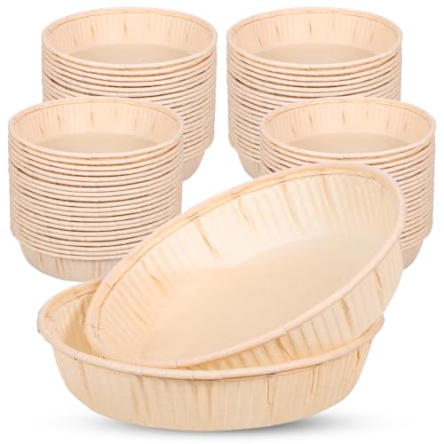 MAQUITA 200 Pcs Mini Tart Pans for Baking, 4 Inch Disposable Paper Pie Tins for Small Pies, Tarts, Quiches, Cinnamon Rolls, Microwave safe, Desserts Oven safe
