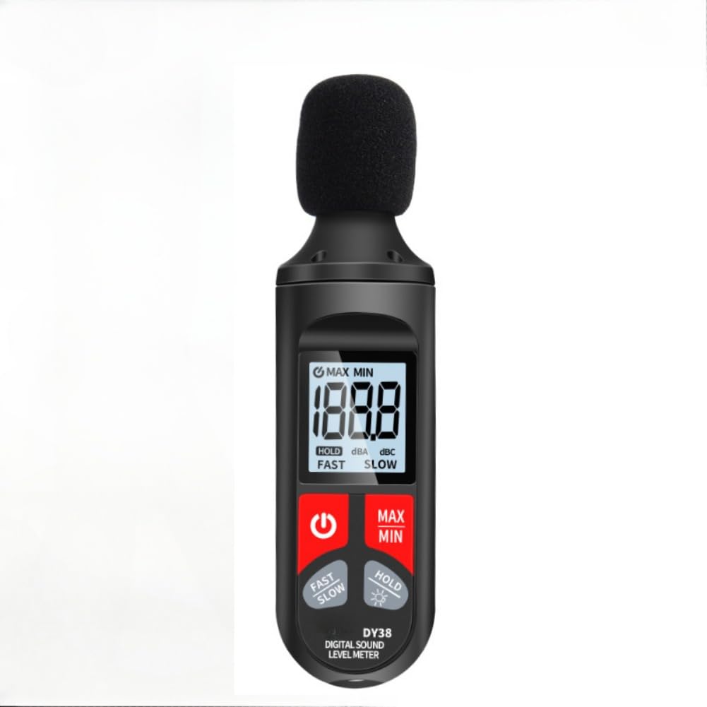 Digital Decibel Meter - Accurate Sound Level Tester (30dB to 130dB) with Fast/Slow Response, LCD Display, Max/Min Measurement, Lightweight & Portable for Home, Office, and Industrial Use