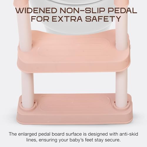 Image of Baybee Western Potty Seat for Kids | Baby Toilet Seat Chair with Ladder, Adjustable Step Height & Cushion Seat | Portable Potty Training Seat for 1-8 Years Child Boys Girls (Pink)