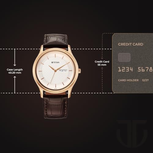 Image of Titan Karishma Quartz Analog with Day and Date Silver Dial Leather Strap Watch for Men