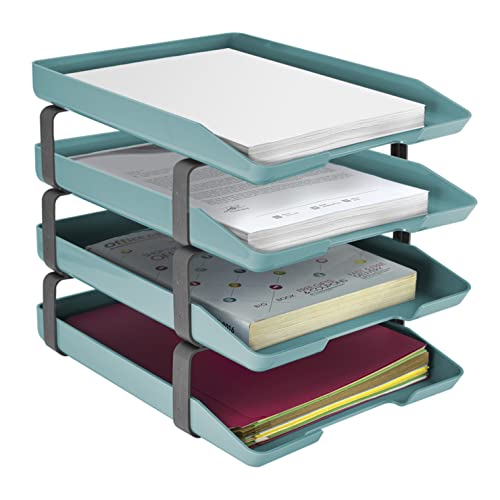 Acrimet Traditionelles 4-stufiges Briefablagefach, Frontlader-Design, für A4-/Briefgröße, Schreibtisch-Organizer (Kunststoff) (Grün Farbe)