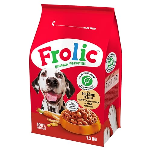 Frolic Complete Leckerli für Hunde, Trockenfutter mit frischem Geflügelgeschmack, 4 Beutel à 1,5 kg