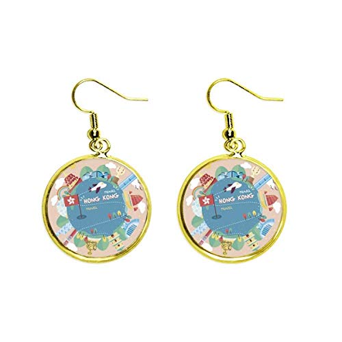 Pendientes de Hong Kong con acabado dorado fino y diseño de gota