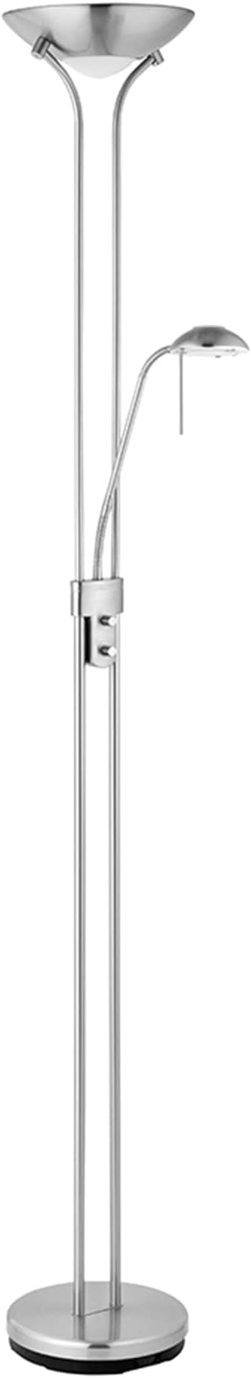 National Lighting Mother and Child Uplighter Floor Lamp with Reading Light - Satin Chrome Finish Floor Lamps for Living Room R7s/G9 Bulbs (Not Included)