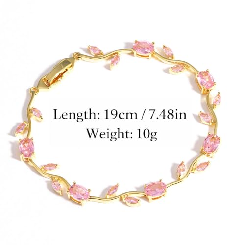 Image of Anti Tarnish 18K Gold Plated Floral Tulip Bracelet for Women & Girls | Elegant Daily Wear Jewelry | Gift for Her | Pink Tulip Bracelet