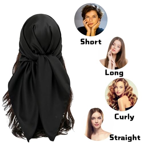 Coloch 20 Pack Satin Head Scarf for Women, 35" Large Square Neck Scarf Silk Like Hair Bandana for Sleeping Solid Color Lightweight Night Hair Wrap for Women, Girl4
