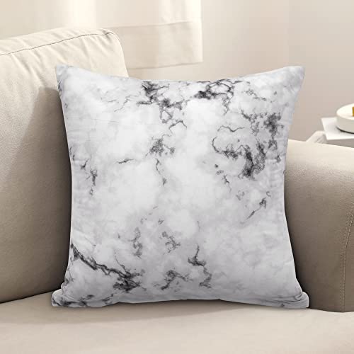 TOCOMOA Housse de Coussin 40 x 40 cm en Microfibre - 2 pièces - Effet marbre Blanc - Taie d'oreiller avec Fermeture éclair - Super Douce - De qualité supérieure et hypoallergénique Cover