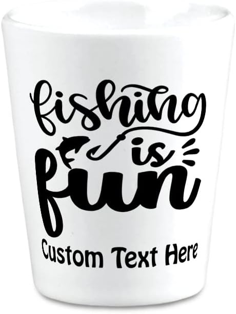 Ceramic Custom Fishing Hook Shot Glasses Fishing Is Fun Funny Hook Fish Bait Fishing Hobbies Bar Supplies Accessories Personalized Text Here 2 Oz