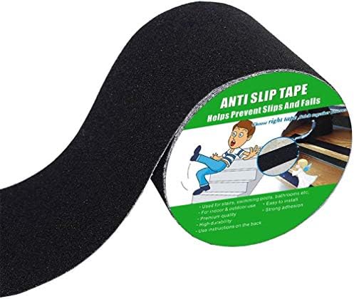 Anti Slip Tape, High Traction,Strong Grip Abrasive, Not Easy Leaving Adhesive Residue, Indoor & Outdoor (4" Width x 190" Long, Black)