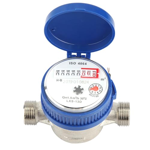 1/2 Zoll Wasserzähler 15mm Geeicht Gartenwasserzähler Kaltwasser Zapfhahnzähler mit Armaturen Schutzhülle für Haushalte Gärten