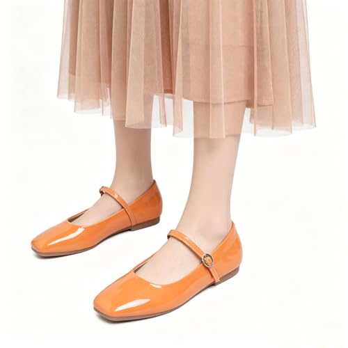 Image of LUXINYU Women's Slip on Flats,Classy Round Toe Solid Classic Mary Jane Ballet Dance Shoes Soft Comfortable PU Flat Shoes