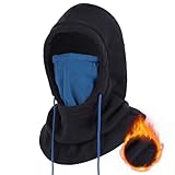 Achiou Ski Mask for Men Women, Winter Balaclava Warm Windproof Face Mask, Full Head Cover Scarf Neck for Cold Weather Black