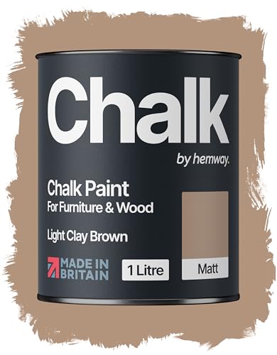 Hemway Chalk Paint Light Clay Brown Furniture Paint 1L, Matt Finish Shabby Chic, Chalk Furniture & Walls, Quick Dry & 1 Coat