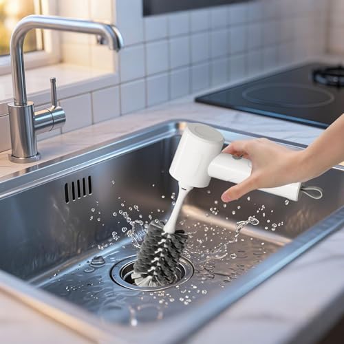 MEFELF Electric Spin Scrubber - Cordless Handheld Cleaning Brush with 2 Speeds & 4 Brush Heads, Rechargeable 1500mAh Battery for Kitchen Sink, Bathroom Tile, Stovetop, Glass, Car Detailing — view 2
