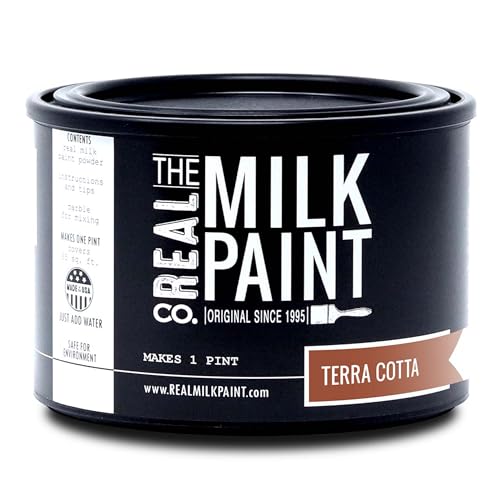 Real Milk Paint, Wood Paint for Furniture, Matte Paint for Cabinets, Walls, Brick, and Stone, Water Based Organic, No VOC, Terra Cotta, 1 Pint