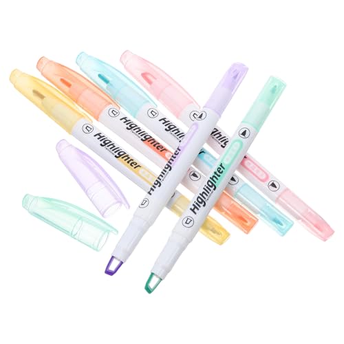 TOGEVAL Juego de 6 Marcadores Resaltadores de Doble Punta Punta Transparente Colores Vibrantes y Tinta de Secado Rápido para Estudiantes y Oficina