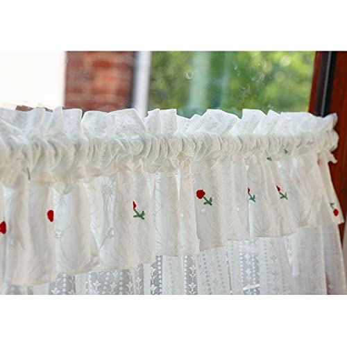 Cortinas cortas de cocina blancas con encaje elegante estilo café 8
