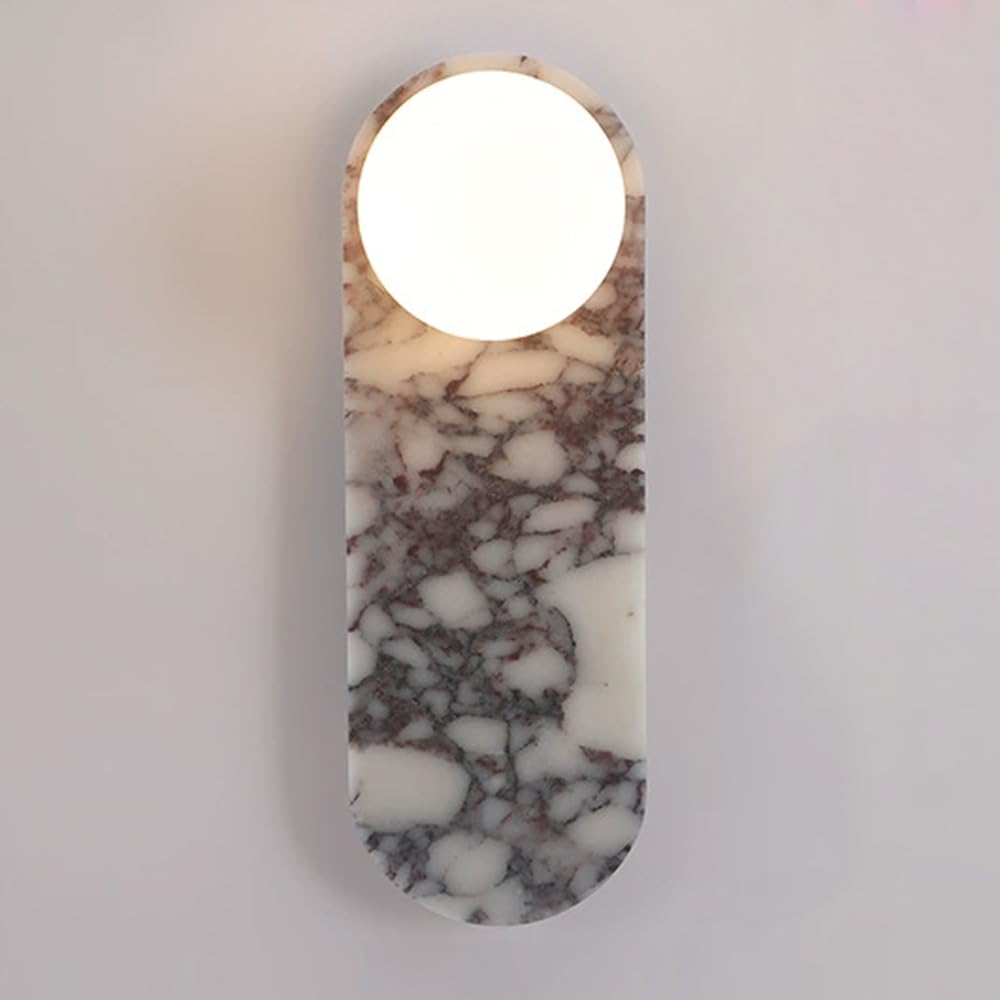 Ssbhdm Multicolor 13.7 Inch Oval Marble Wall Light, Nordic Industrial Style Wall Lamp, Spherical Glass Lampshade Wall Sconce, Restaurant Bedroom Corridor Decoration Lighting Fixtures