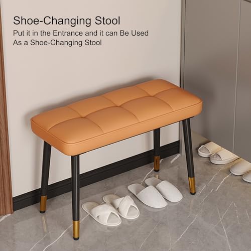 Banc de bout de lit chambre à coucher assise orange meuble de rangement