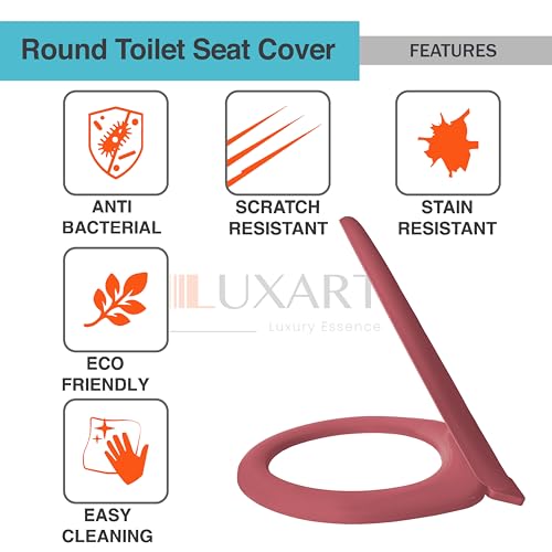 Image of LUXART Toilet Seat Cover 17.9L x 14.5W Inc Indian Commode Oval Seat Cover With Round Edge | EWC Non Soft Close Commode Cover With Installation Kit | PP Western Toilet Cover For Bathroom Commercial Use