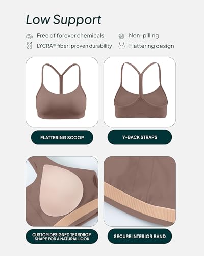 Image of PAVOI ACTIVE Yoga Racerback Bras for Women - Buttery Soft Low Support Scoop Neck Y-Back Thin Strap Sports Bra - FlexFlow