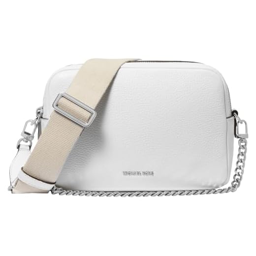 Michael Kors Bryant - Borsa a tracolla per fotocamera, con doppia cerniera, misura media, Bianco ottico., taglia unica