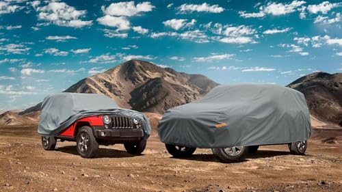 Image of Kayme Heavy Duty Jeep 2dr Car Cover, Custom Fit Jeep Wrangler 2 Door CJ YJ JK JL Waterproof All Weather for Automobiles, Full Car Cover - Sun, Rain & UV Protection