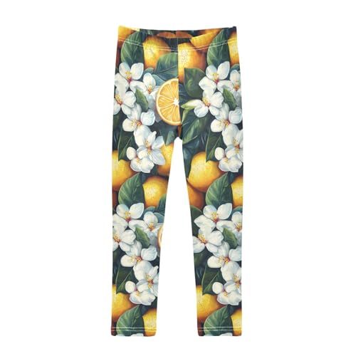 KLL Wood Lemons Girls Cotton Leggings Fashion High Waisted Lounge Pants Exercise