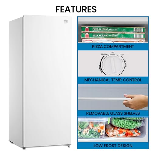 Image of Kenmore 7.0 Cubic Feet Capacity, White Upright freezer - Convertible Refrigerator /Freezer, 5 Shelve, Garage Ready, Meat Storage, Auto Defrost, Congelador For Home, Apartment, Cottage, Basement, Dorm