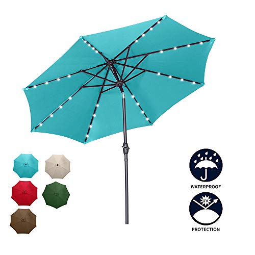 Ainfox 9ft Solar Patio Umbrella With Led Light Steel Umbrella Ribs Waterproof Prevent Bask In For Garden Indoor Outdoor Use Without Base Buy Online In Japan At Desertcart