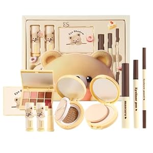 All-in-One Make Up Set, 8 Stück Schminke Set, Make-up Sets für Frauen Mädchen, Schmink Geschenkset mit Eyeliner, Lidschatten Palette, Mascara, Air cushion und Lipstick, Perfekte Geschenk für Frauen
