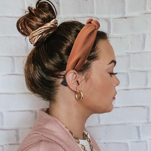 Image of DRESHOW 8 Pack Knotted Headbands for Women Wide Turban Headband Yoga Exercise Ribbing Hair Hoop Hair Bands Accessories