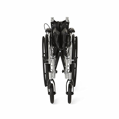 Medline Reclining Wheelchair, 16" Wide Seat, Desk Length Arms, Elevating Legrests, Chrome Frame - Thumbnail 4