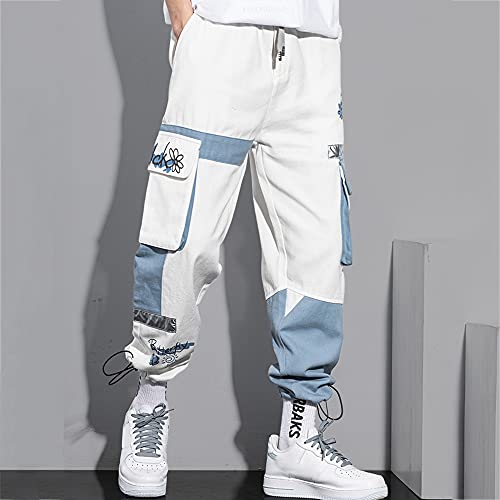 Xyxiongmao Men's Functional Overalls Techwear Harem Hip Hop Pants White Trousers Joggers Sweatpants Tactical Streetwear Cargo Pants For Men(White,Xl) #TOP4