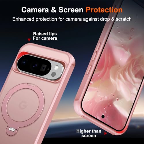 Coque rigide Google Pixel 9 5G bordeaux résolvant les chutes grâce à l'anneau de maintien - 2