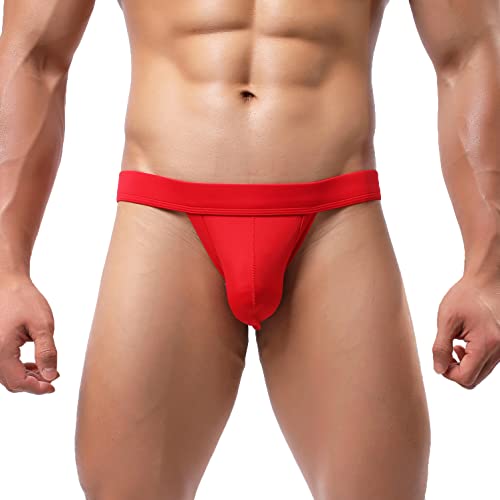 Mens Jockstrap Sexy Underwear Athletic Supporters Nylon Jock Straps Male Red Large #TOP3