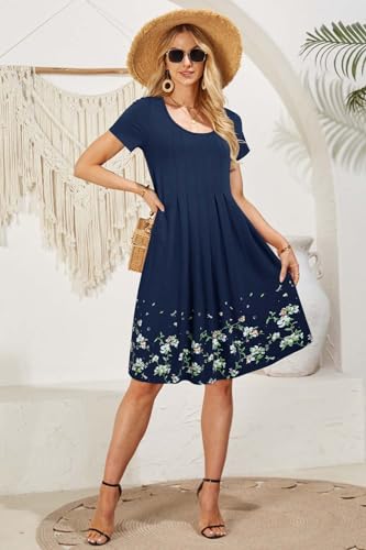 Image of KILIG Women Soft Casual Beach Sundress Floral Pleated Vintage Tank Dress 2026