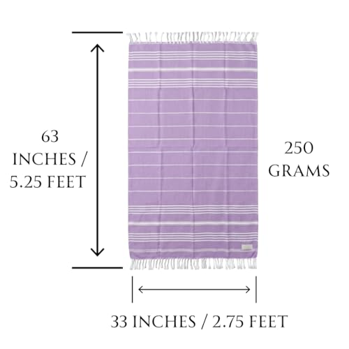 Image of Ultrasoft Bamboo Bath Towel | Quick Dry, Compact & Lightweight | Turkish Striped Satin Weave | Lavender | 63x33 Inch | 210 GSM