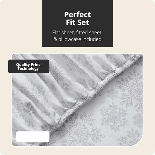 Image of Tahari Home Brushed Flannel 4-Piece Bedding Set, Queen, Snowflake Silver