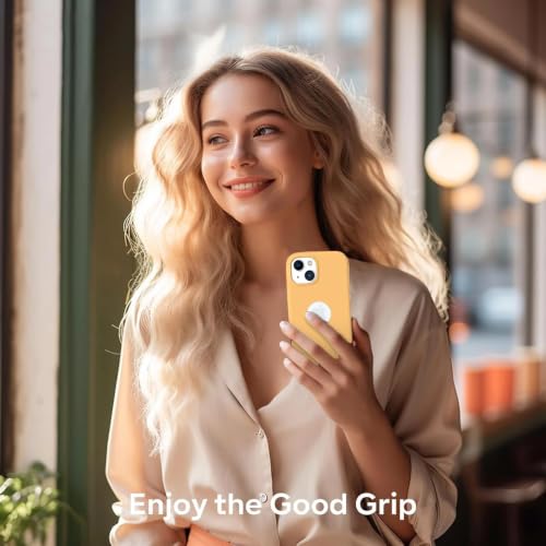 Image of Elzzi Microfiber Logo Cut Cover Compatible for iPhone 15 Plus Case Liquid Silicone Cases Full Body 4 Layer Protective Covers Shockproof Back Cover with High Raised Camera Lips (6.7 Inch, Gold)