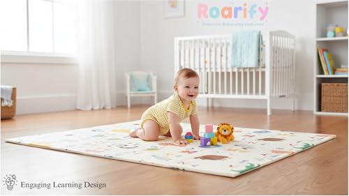 Image of Premium Reversible Baby Play Mat | Extra Large Soft Foam Crawling Mat for Babies & Toddlers | Non-Slip, Waterproof, Easy to Clean | Multicolor Foldable Learning Play Mat for Indoor & Outdoor (6.5 X 5 ft, 0.8 cm Thickness) Aeroplane-Alphabet