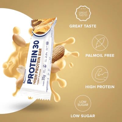 IronMaxx Protein 30 - Barritas Altas en Proteína, Sabor Cacahuete | Bajas en Azúcar y Calorías, Sin Aceite de Palma | Para Energía y Snack Bajo en Carbohidratos - 24 x 35g